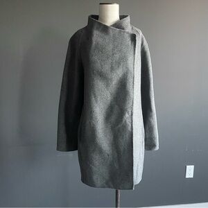 Vince Gray Wool Asymmetrical Wrap Coat Medium Minimalist Open Front